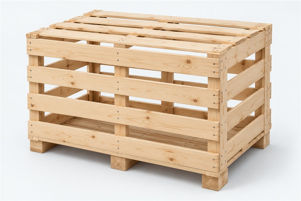 Offener Holzverschlag mit sichtbaren Abständen zwischen den Latten